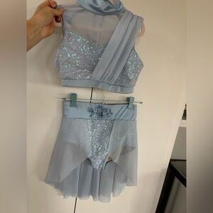 Icy blue two piece contemporary dance costume
